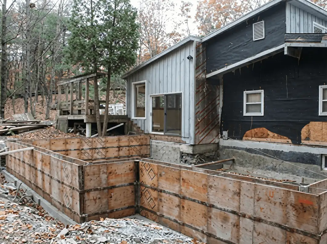 Prepared site with foundation forms for home remodeling and addition project in Tempe, AZ